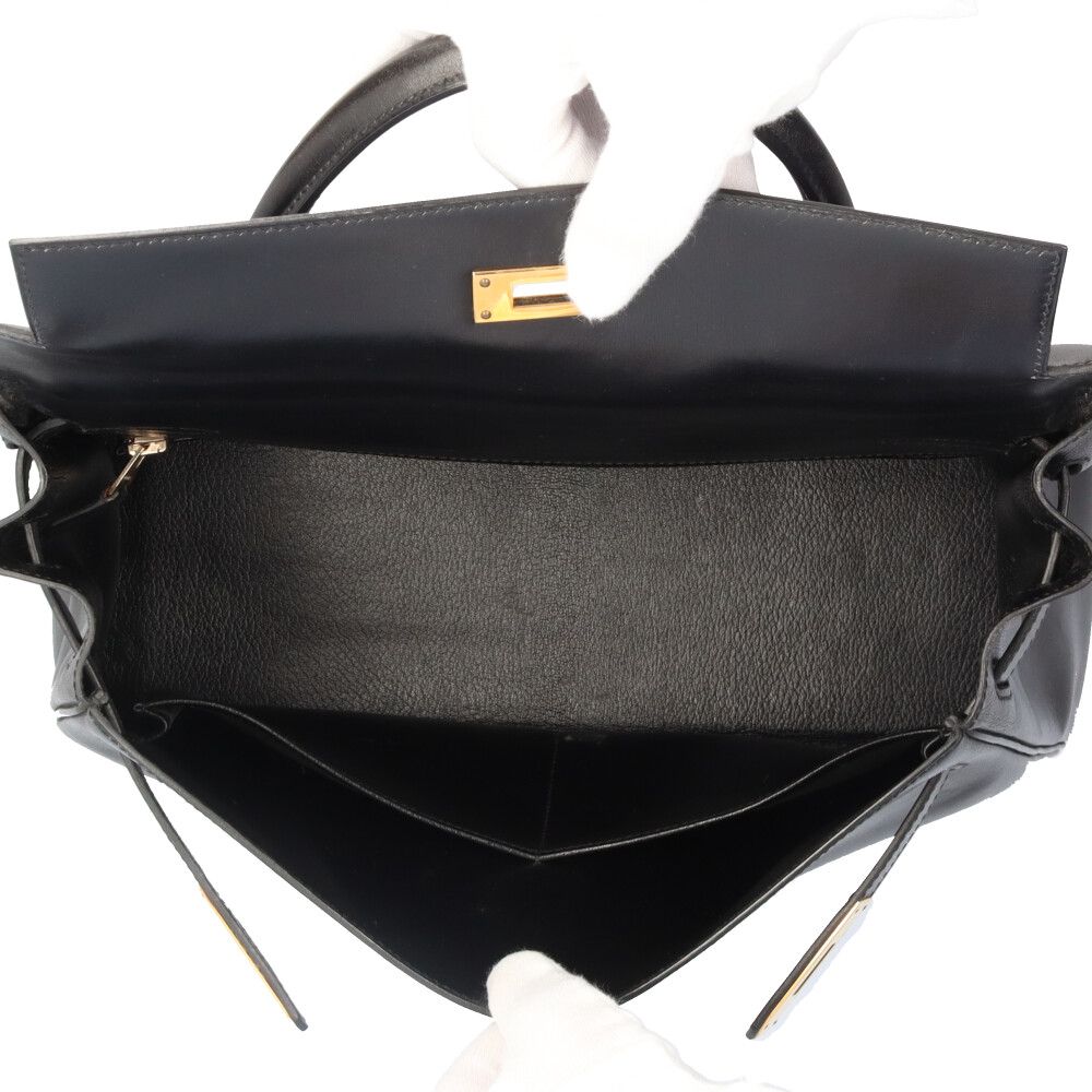 Hermes Kelly 32 Shoulder Bag Box Calf Black — view 7