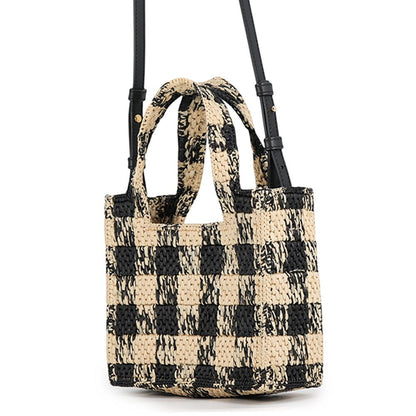 Loewe Handbag Font Tote Mini Raffia 2-Way Shoulder Black — view 2