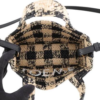 Loewe Handbag Font Tote Mini Raffia 2-Way Shoulder Black — view 6
