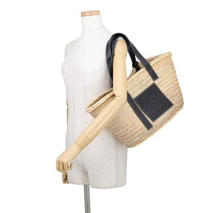 Loewe Tote Bag Anagram Large Raffia Basket Black — view 4