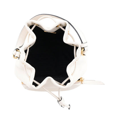 Prada Duet Triangle Logo Drawstring Leather 2-Way Shoulder Bag White — view 6