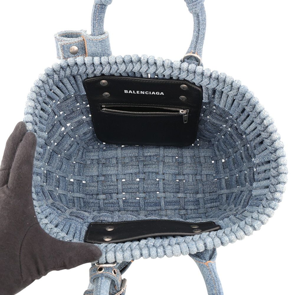 Balenciaga Bistro XS Denim Basket 2-Way Shoulder Bag — view 6