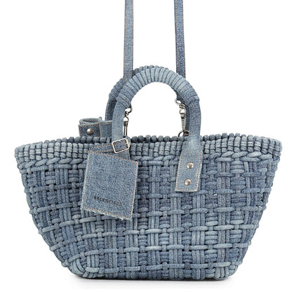 Balenciaga Bistro XS Denim Basket 2-Way Shoulder Bag