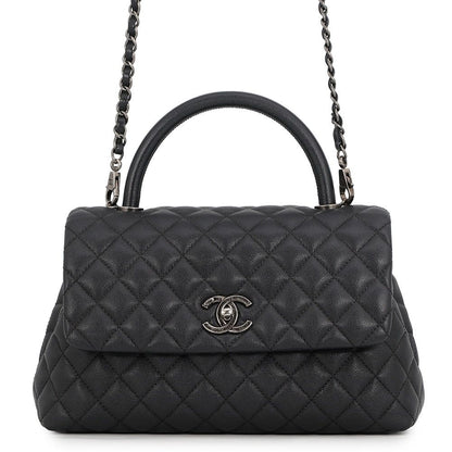 Chanel Handbag Quilted CC Logo Coco Handle Flap Caviar Leather 2-Way Shoulder