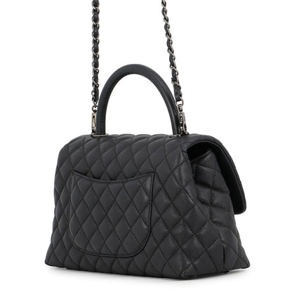 Chanel Handbag Quilted CC Logo Coco Handle Flap Caviar Leather 2-Way Shoulder — view 2