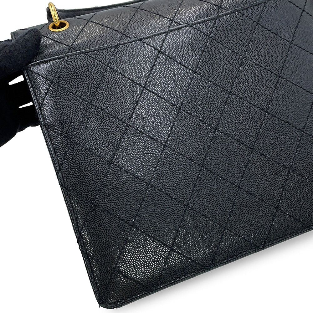 Chanel Handbag Quilted CC Logo Top Handle Flap Caviar Leather Black — view 8