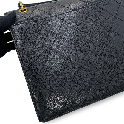 Chanel Handbag Quilted CC Logo Top Handle Flap Caviar Leather Black — view 8