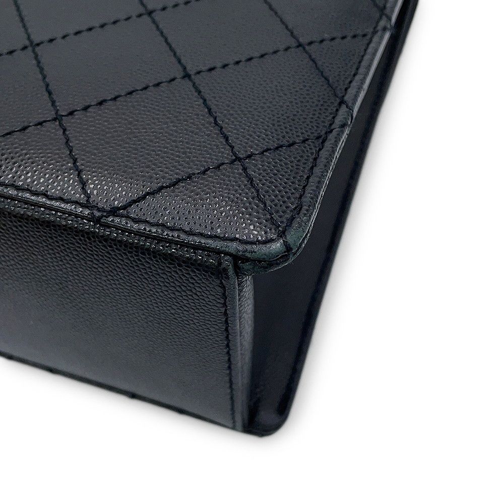 Chanel Handbag Quilted CC Logo Top Handle Flap Caviar Leather Black — view 7