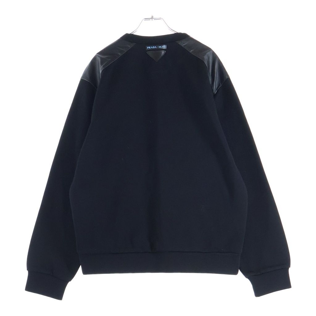 Prada Leather Cut Replacement Bonded Sweatshirt Black — view 2