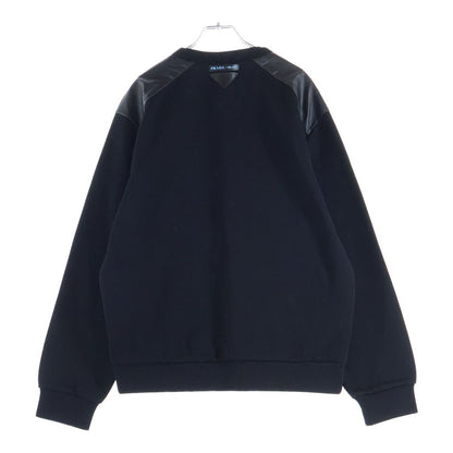 Prada Leather Cut Replacement Bonded Sweatshirt Black — view 2