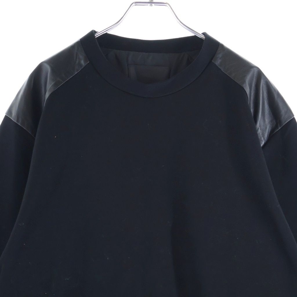Prada Leather Cut Replacement Bonded Sweatshirt Black — view 3