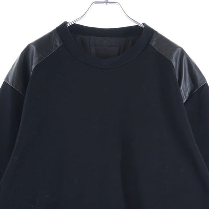 Prada Leather Cut Replacement Bonded Sweatshirt Black — view 3