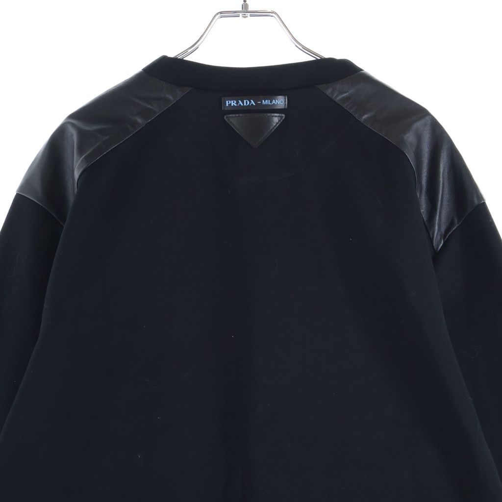 Prada Leather Cut Replacement Bonded Sweatshirt Black — view 4