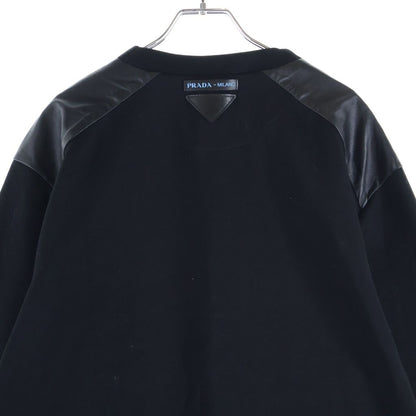 Prada Leather Cut Replacement Bonded Sweatshirt Black — view 4