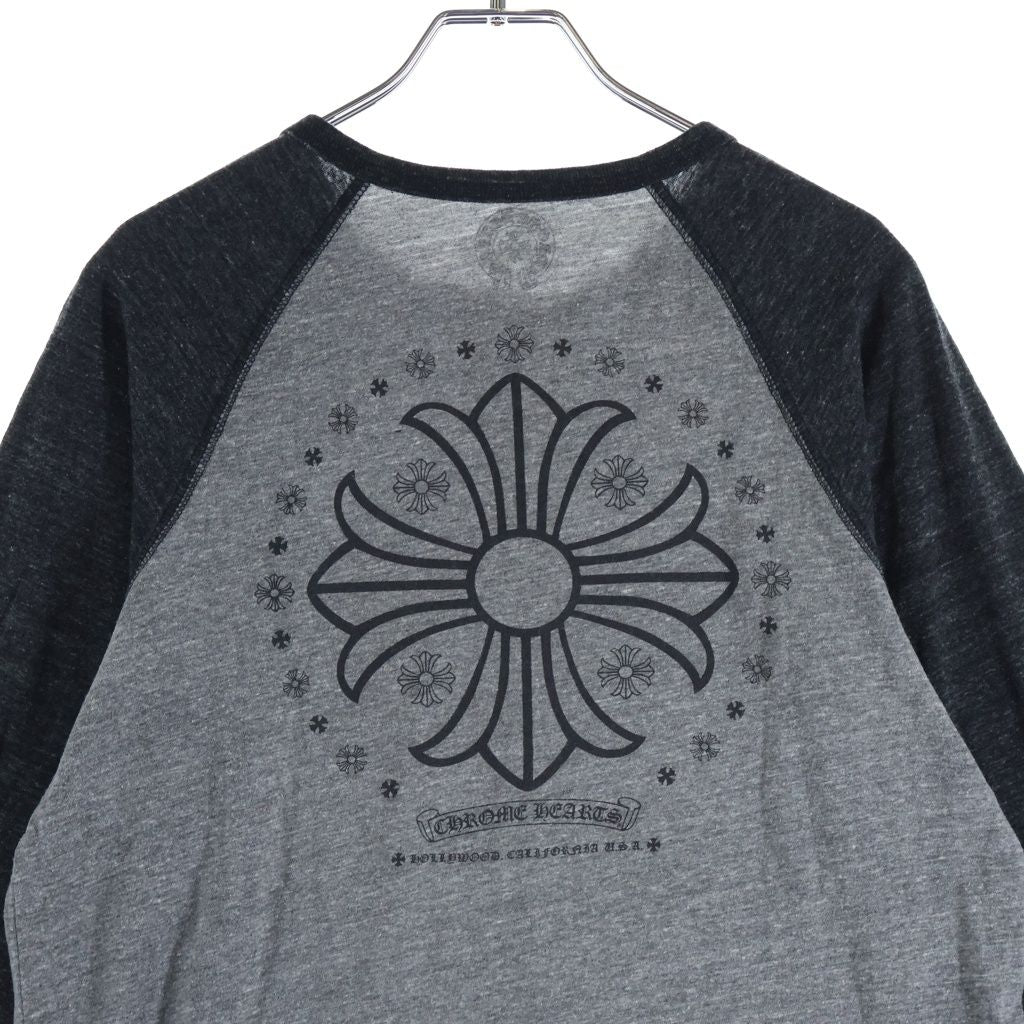 Chrome Hearts CH Plus Henley Neck Raglan T-Shirt Gray — view 4