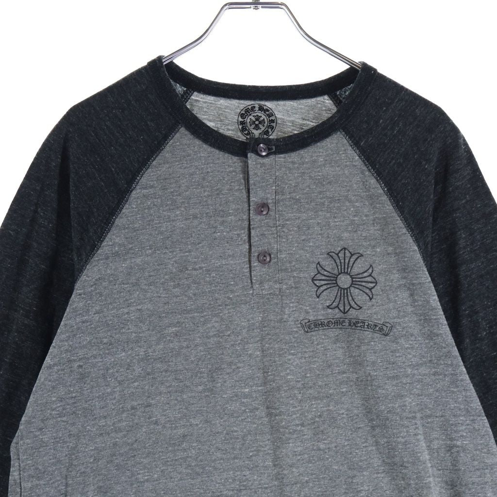Chrome Hearts CH Plus Henley Neck Raglan T-Shirt Gray — view 3