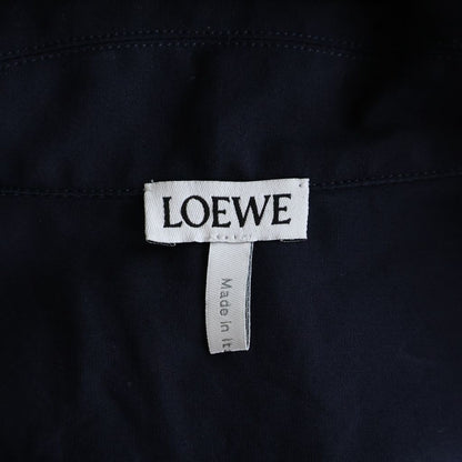 Loewe Cotton Poplin Open Collar Short Sleeve Shirt Navy — view 8