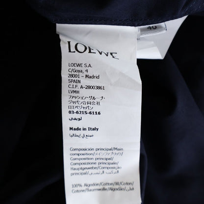 Loewe Cotton Poplin Open Collar Short Sleeve Shirt Navy — view 7