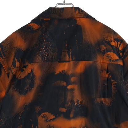 Prada Re Ny Re-Nylon Flower Print Short Sleeve Shirt Black Orange — view 4