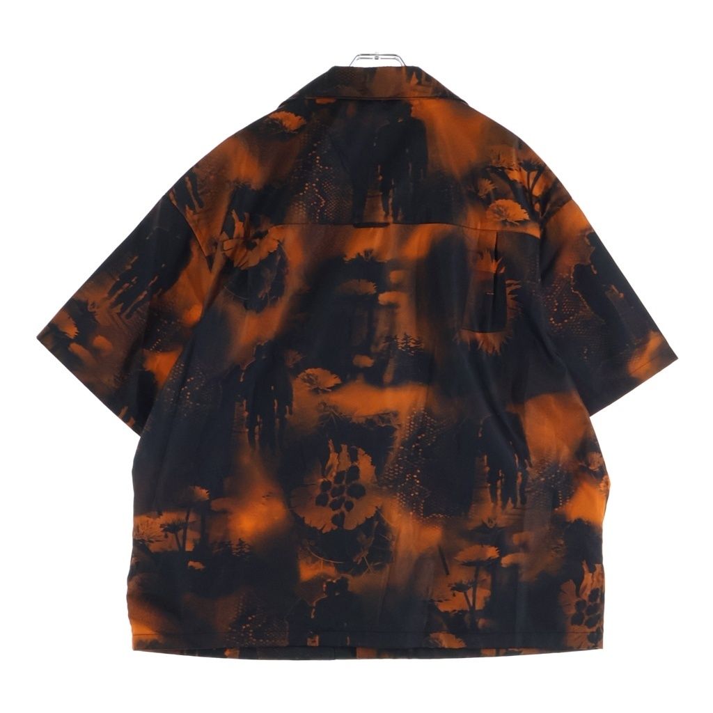 Prada Re Ny Re-Nylon Flower Print Short Sleeve Shirt Black Orange — view 2