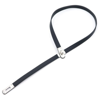 Hermes Kelly Choker Black Swift Leather Silver Necklace