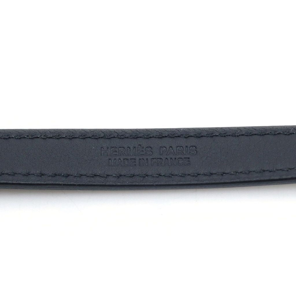 Hermes Kelly Choker Black Swift Leather Silver Necklace — view 4