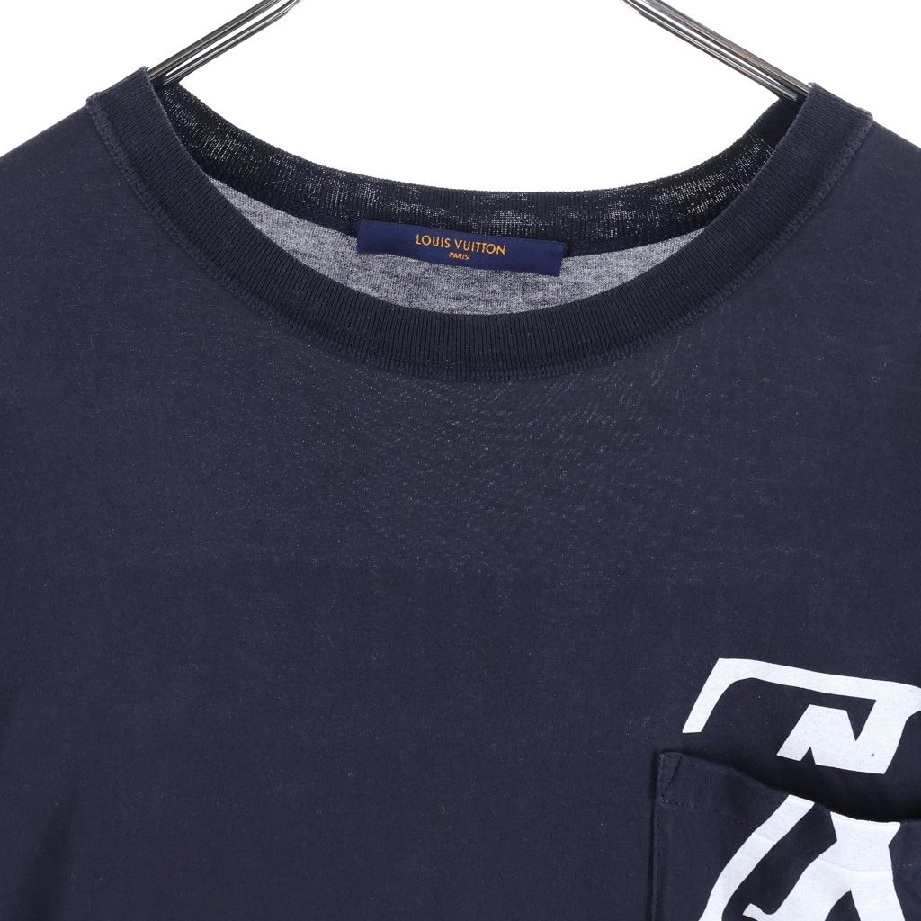 Louis Vuitton Forever Logo Printshort Sleeve T-Shirt Navy — view 3