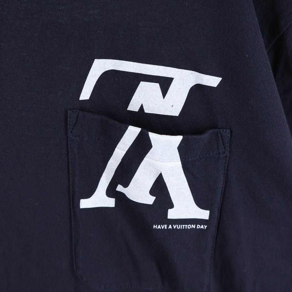 Louis Vuitton Forever Logo Printshort Sleeve T-Shirt Navy — view 5