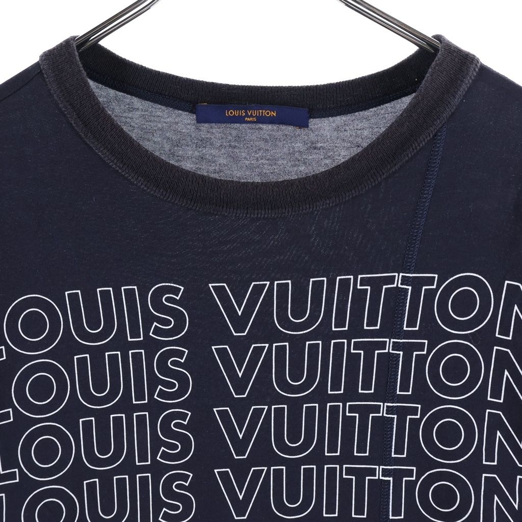 Louis Vuitton Printed Patchwork Oversize Tee Print Sleeve T-Shirt Navy — view 3
