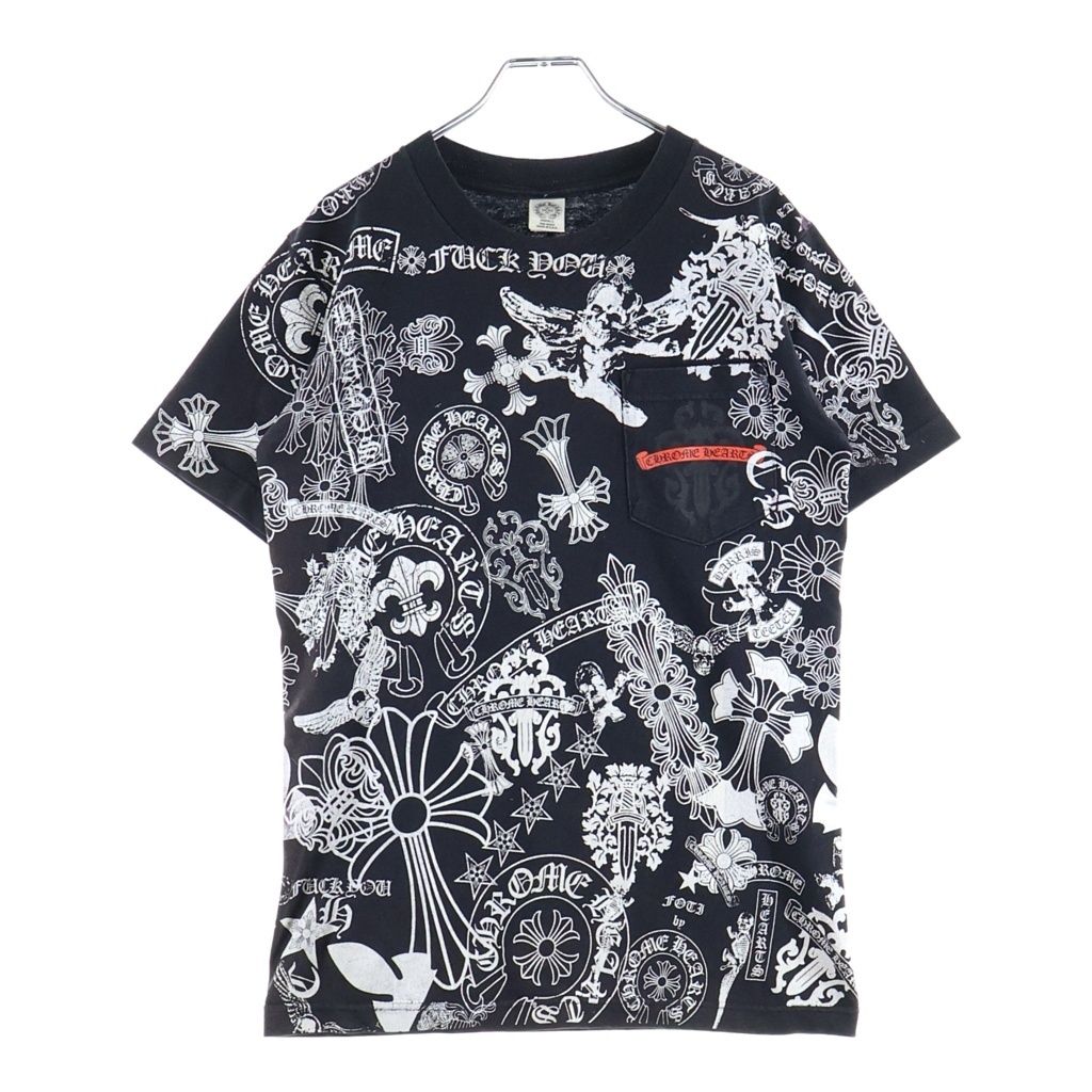 Chrome Hearts Vintage Half Sleeve T-Shirt Multi Motif Print Crew Neck Short