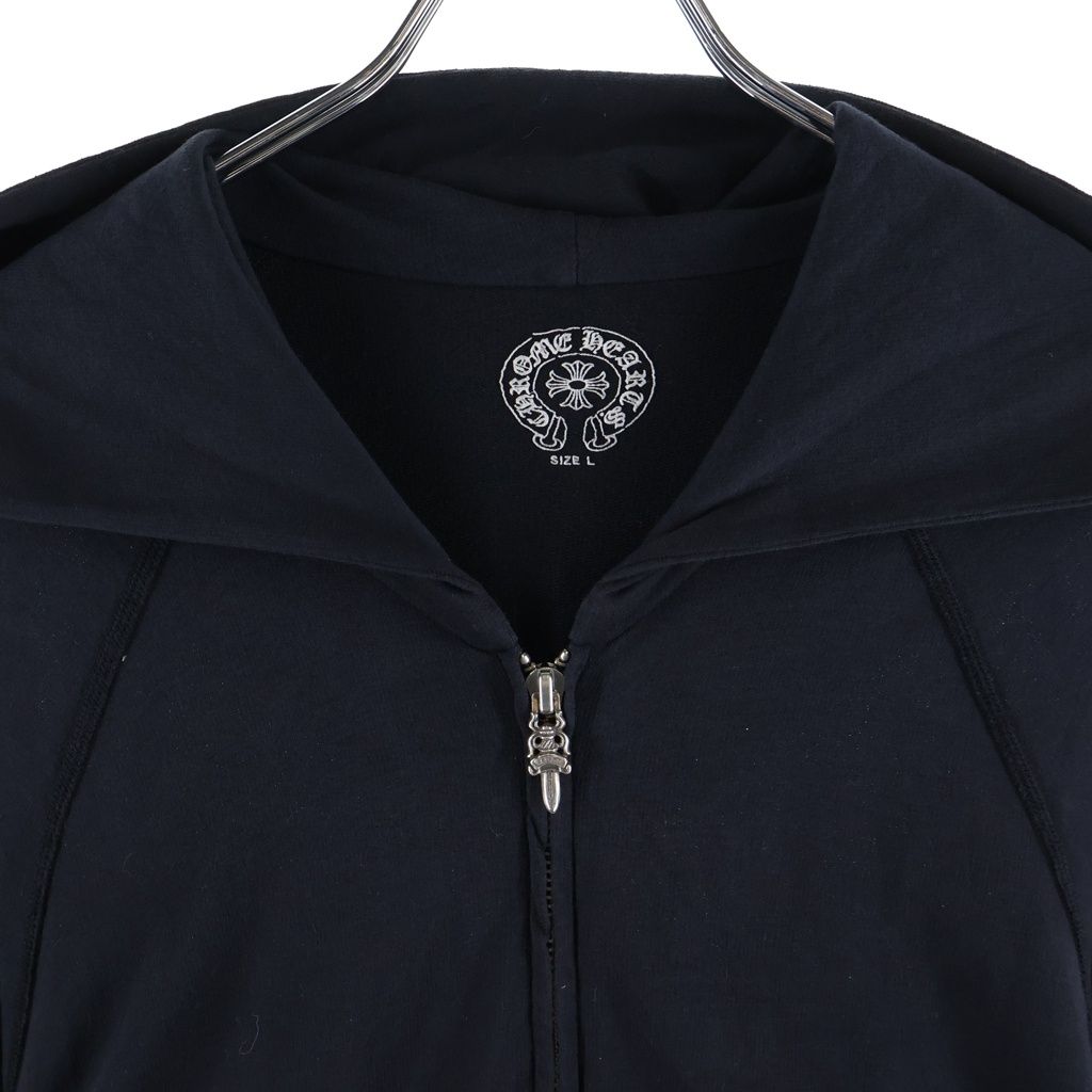 Chrome Hearts Vintage CH Plus Print Dagger Zip Up Hoodie Raglan Sleeve Black — view 3