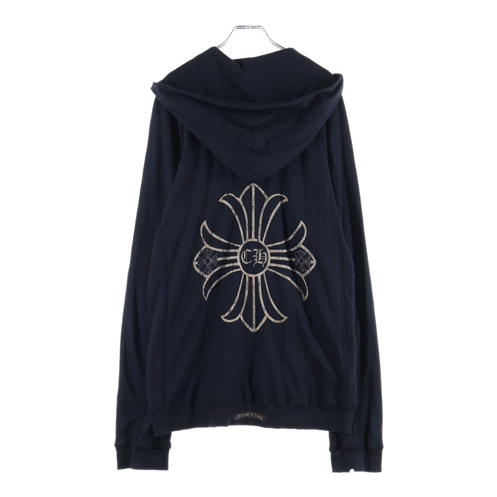 Chrome Hearts Vintage CH Plus Print Dagger Zip Up Hoodie Raglan Sleeve Black