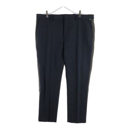 Fendi Wool Chain Side Line Flat-front Trousers Pants Black