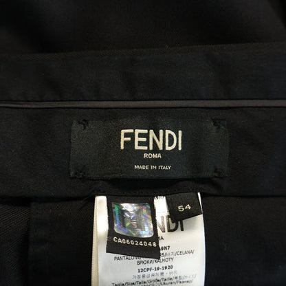 Fendi Wool Chain Side Line Flat-front Trousers Pants Black — view 6