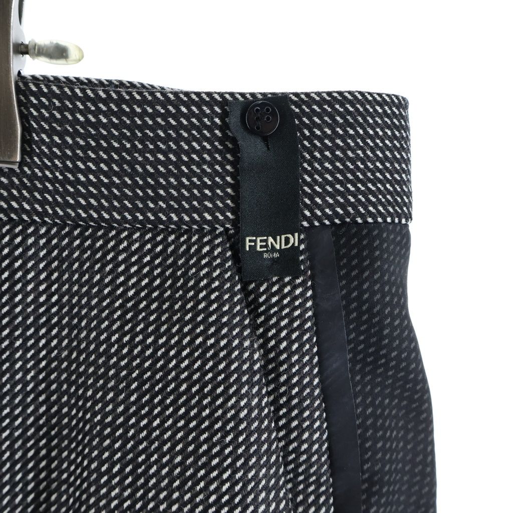 Fendi Wool Sheer Side Line Flat-front Trousers Pants Black — view 5