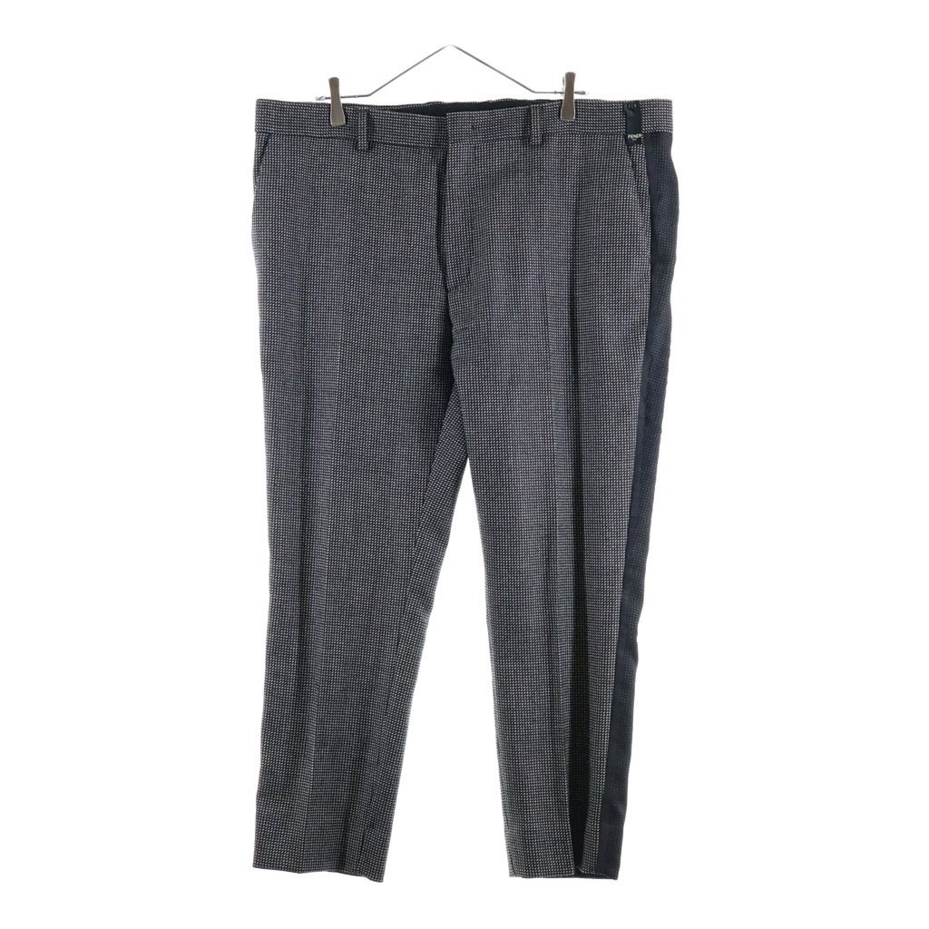 Fendi Wool Sheer Side Line Flat-front Trousers Pants Black