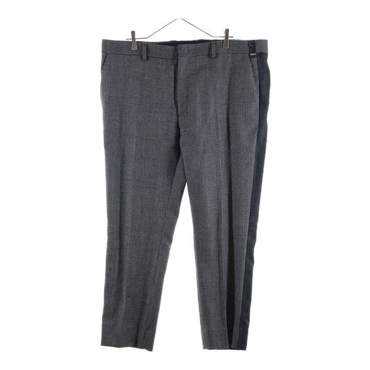 Fendi Wool Sheer Side Line Flat-front Trousers Pants Black