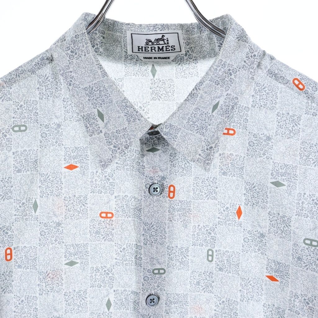 Hermes Chaine D'ancre All Over Print Cotton Long Sleeve Shirt Gray — view 3
