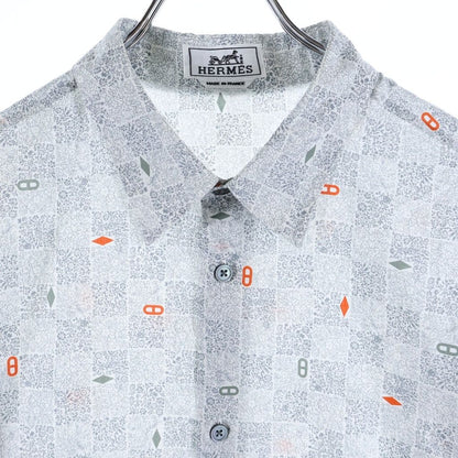 Hermes Chaine D'ancre All Over Print Cotton Long Sleeve Shirt Gray — view 3