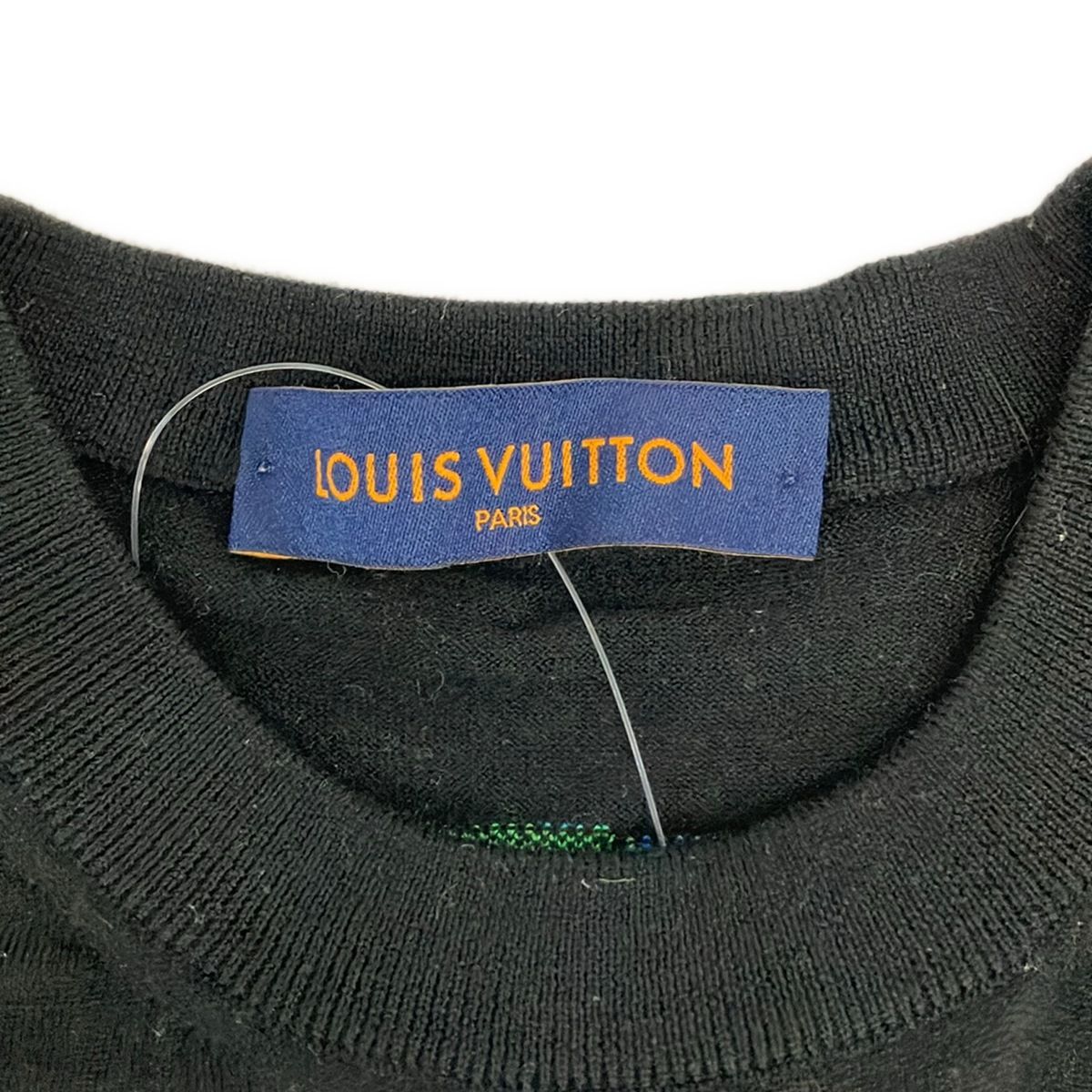 Louis Vuitton Short Sleeve Sweater Noy Black White Multi Crew L — view 3
