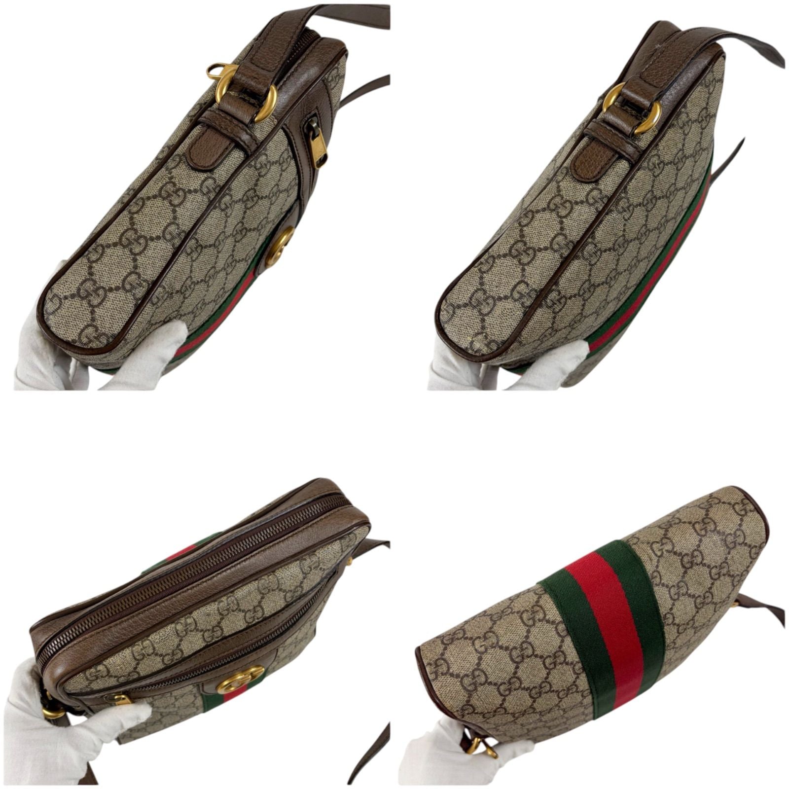 Gucci Cross Gucci Ophidia Small GG Supreme Sherry Line Leather Crossbody — view 7