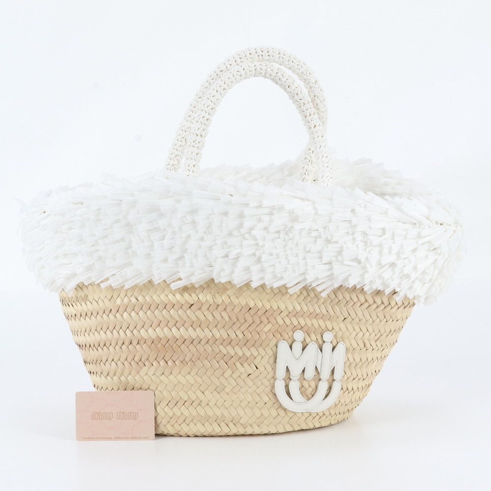 Miu Miu Palmit Raffia Basket Tote Bag