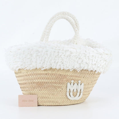 Miu Miu Palmit Raffia Basket Tote Bag