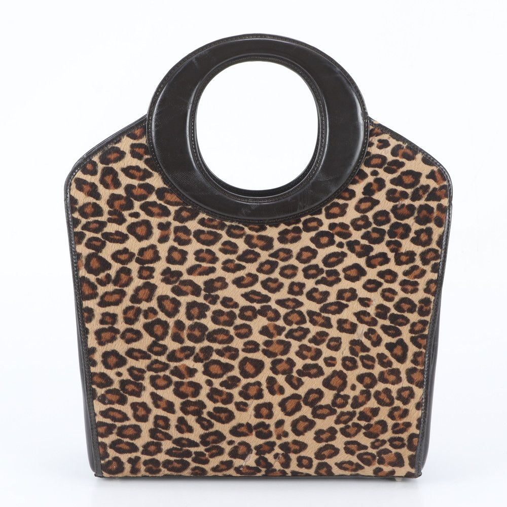 Dior Vintage Calf Hair Leopard Print Handbag Tote — view 3