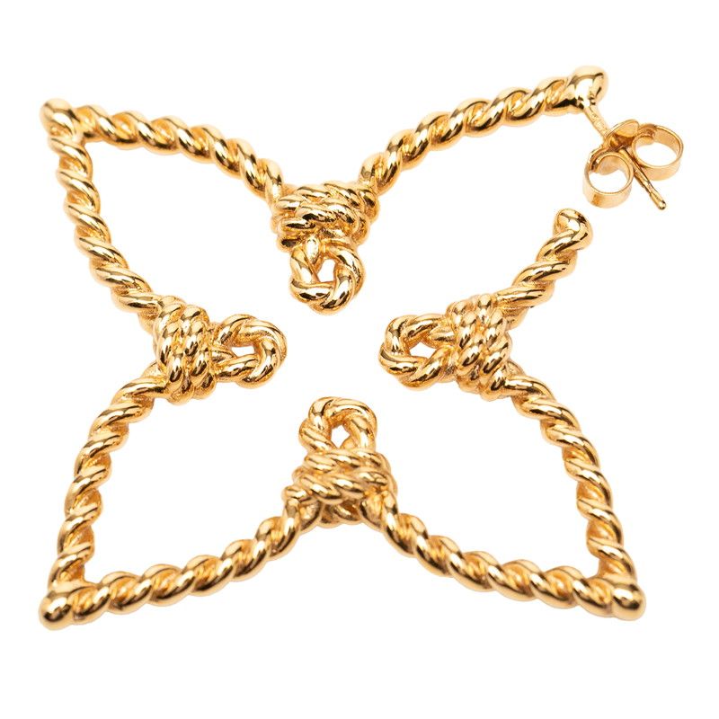 Louis Vuitton Nautical Monogram Flower Hoop Earrings Gold Plated — view 3