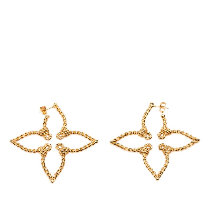Louis Vuitton Nautical Monogram Flower Hoop Earrings Gold Plated — view 2