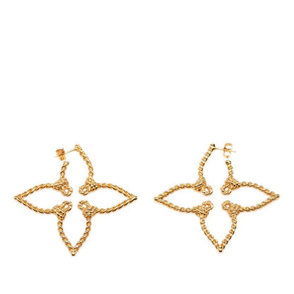 Louis Vuitton Nautical Monogram Flower Hoop Earrings Gold Plated — view 2