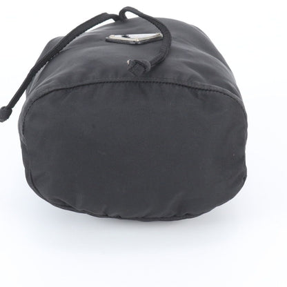 Prada Tessuto Nylon Triangle Logo Drawstring Pouch Black — view 5