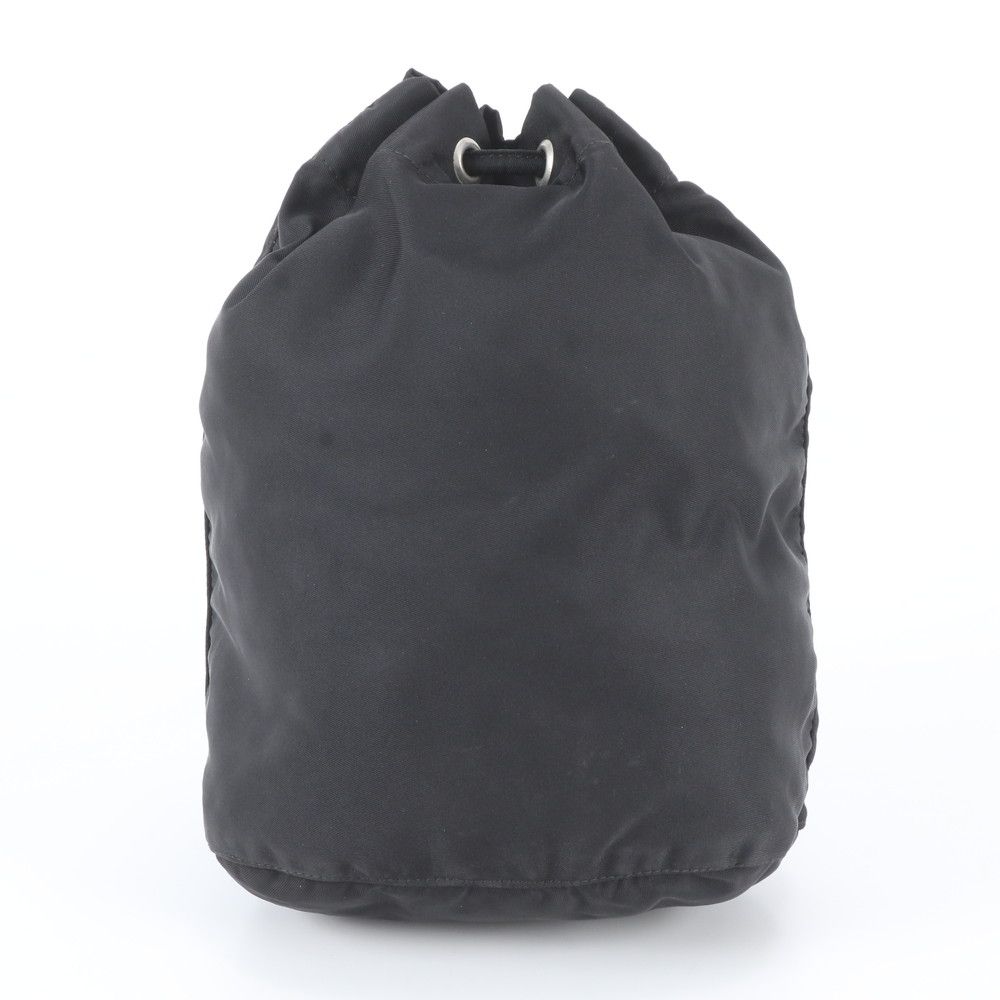 Prada Tessuto Nylon Triangle Logo Drawstring Pouch Black — view 2