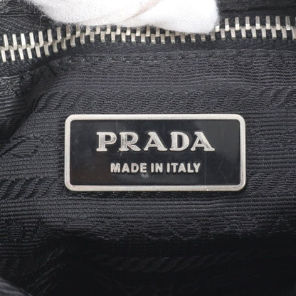 Prada Tessuto Nylon Triangle Logo Leather Shoulder Bag Crossbody Messenger Black — view 8
